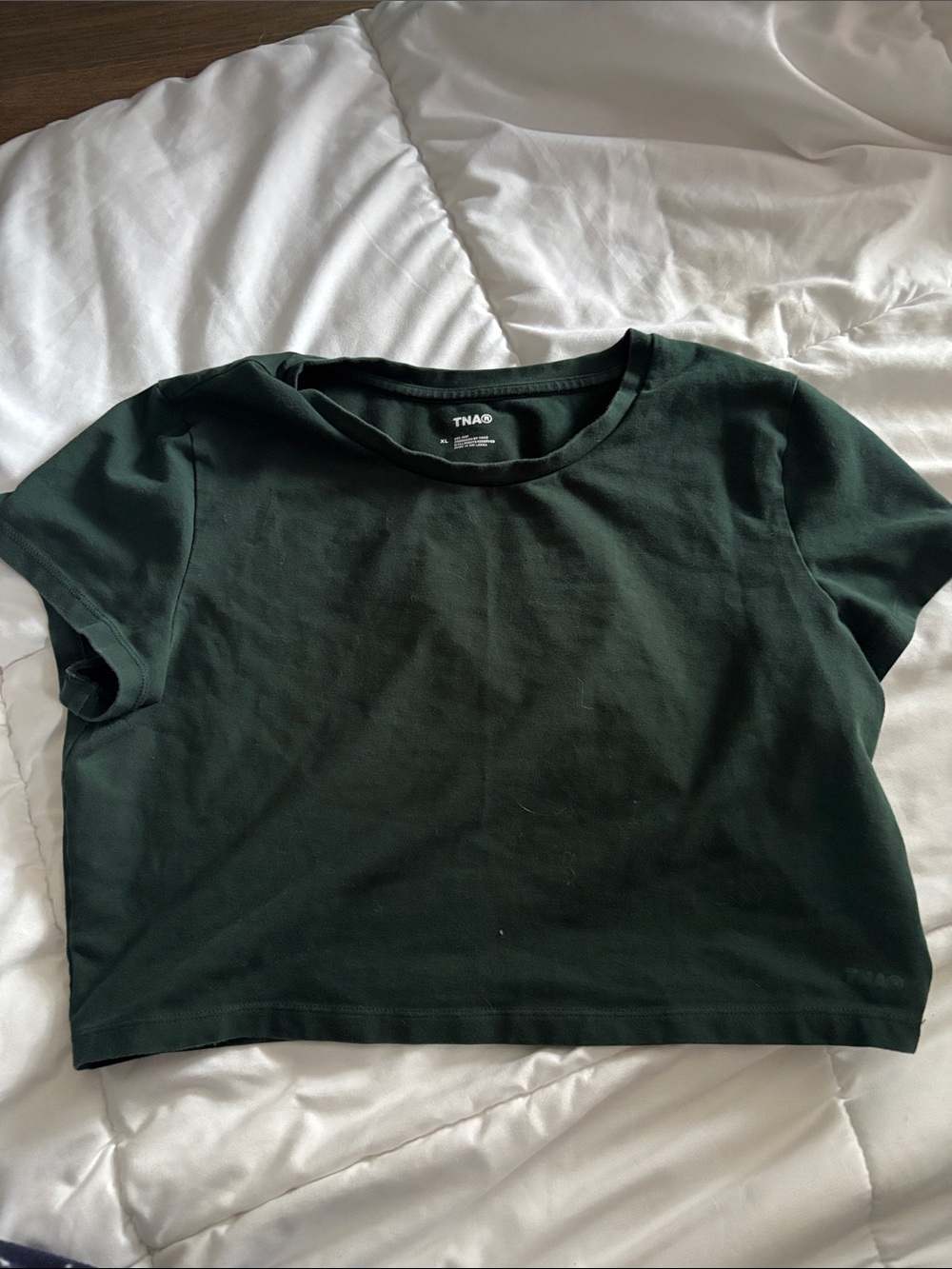 TNA Dark Green Cropped Crew Tee